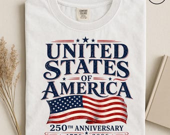 Retro 250th Anniversary Comfort Colors T-Shirt, Vintage American Flag Graphic Tee, Vintage Style 4th of July T-Shirt, Independence Day Tee