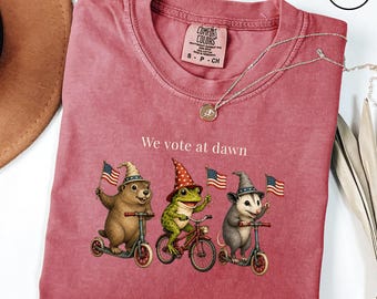We vote at dawn Comfort Colors Shirt, Election 2026 Groundhog Opossum Frog Tee, Voter Shirt, Civil Rights Shirt