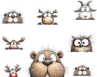 Watercolor Cute Animals Clipart,25 Cute Animal PNG, Watercolor Animals, Cute Animal Bundle, Baby Animals, Animal Doodle, Printable Animals