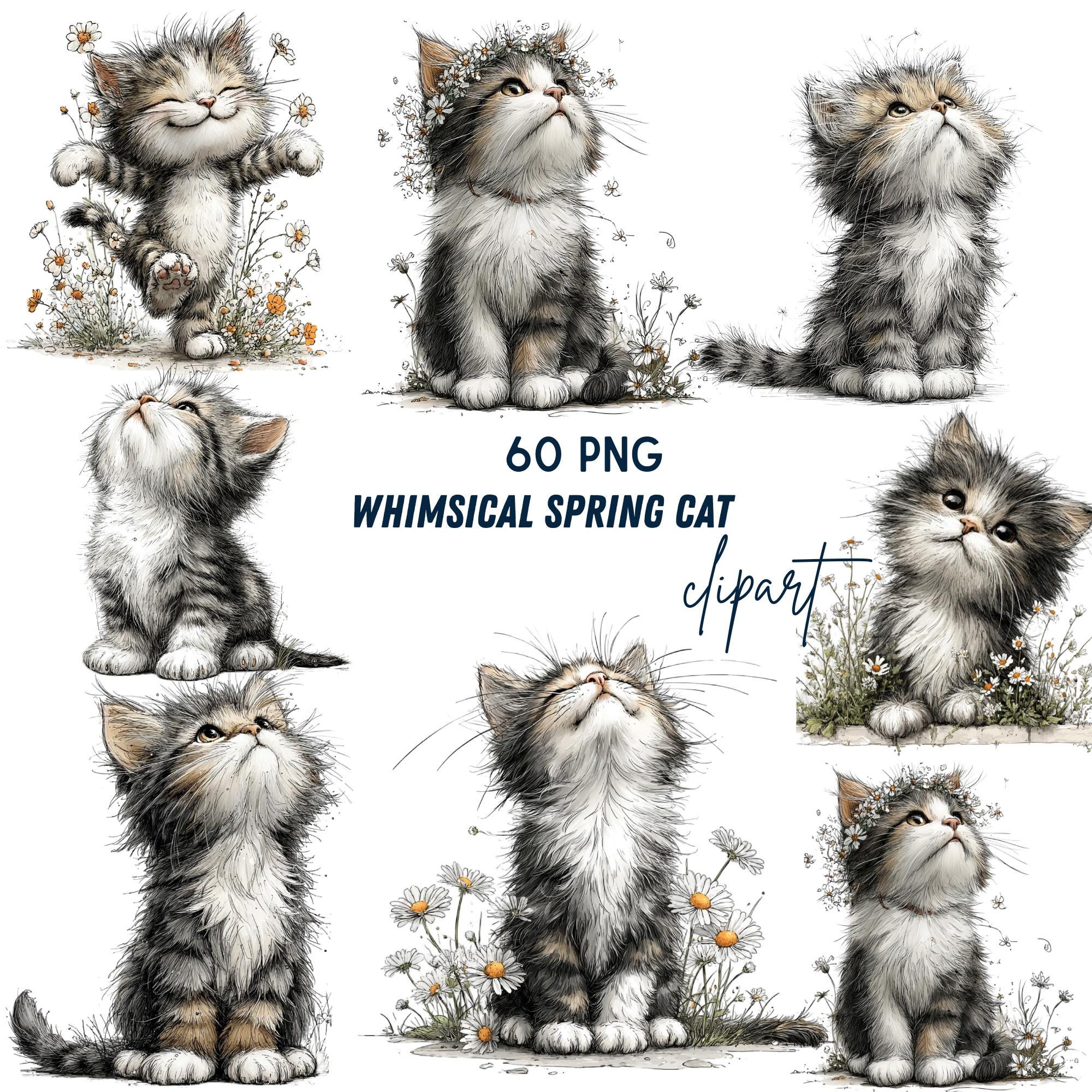 Whimsical Spring Cats Clipart Bundle, 66 Designs (digital Download) - Etsy