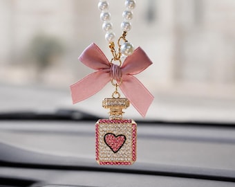 Luxe strik parfumwagen bedel – hangende achteruitkijkspiegel accessoire met strass