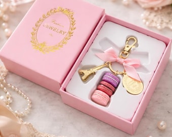 Macaron Eiffeltoren-sleutelhanger voor dames – Leuke sleutelhanger van Parijs met geschenkdoos, tashanger girly, sleutelhanger luxe auto, verjaardagscadeau voor haar