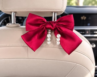 Luxe parelmoeren strikjes voor de hoofdsteun van de autostoel, glinsterende tas- en boodschappentashouder, schattig auto-organizeraccessoire voor vrouwen en meisjes