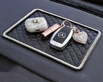 Luxe kristallen autodashboardmat – antislip strass bling telefoonhouder voor dames – antislip siliconen interieuraccessoire