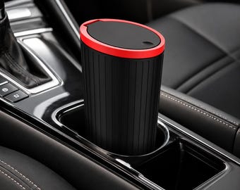Luxe autoprullenbak met drukdeksel – Mini waterdichte autoprullenbak voor bekerhouder, deur- en middenconsole-organizer