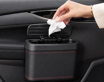Autoprullenbak met deksel – Premium lederen auto-vuilnisbak voor auto's, SUV's en vrachtwagens
