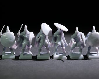 Spartan Hoplite Swordsmen Unit (7 Miniatures) – 28mm Unpainted Resin 3D Printed Greek Wargaming Soldiers