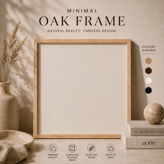 Square Oak Picture Frame 6x6 8x8 10x10 12x12 16x16 18x18 20x20 24x24 Solid Wood