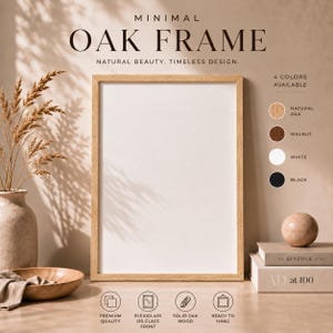 Solid Oak Picture Frame, Wooden Photo & Art Frame, Multiple Sizes, Gallery Wall Decor