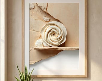 Abstract Spiral Wall Art, Japandi Neutral Decor, Minimalist Sculpture Print (Digital Download)