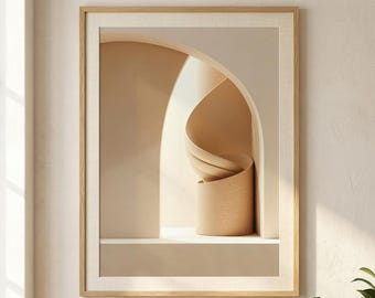 Japandi Arch Print, Minimalist Sculpture Wall Art (Digital Download)