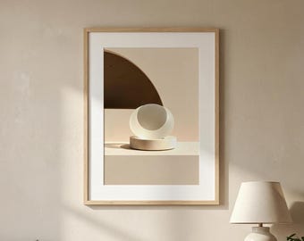 Japandi Arch Sphere Print, Neutral Scandinavian Abstract Light Poster (Digital Download)