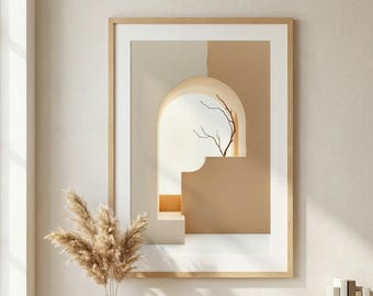 Japandi Arch Abstract Art, Neutral Minimalist Scandinavian Print (Digital Download)