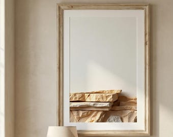 Minimalist Stone Abstract Print, Japandi Beige Wall Art (Digital Download)