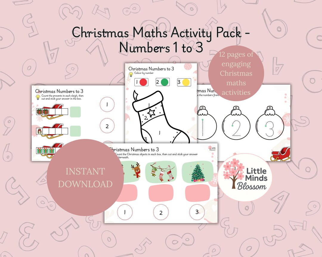 Christmas Maths Activity Pack - Numbers 1-3 (digital Download) - Etsy