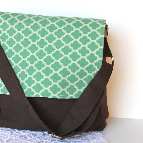 Teal Messenger Bag. Children Fashion. Kids Tote Bag. Boy. Girl. Toy Case. Girls Purse. Handbag. Geometric.