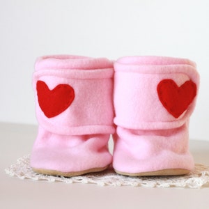 Glitter Heart Moccasins Fleece Lined Moccs Sparkly Valentine's Baby Shoes