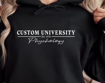 Custom University-hoodie, gepersonaliseerd College Major-sweater, Varsity-stijl