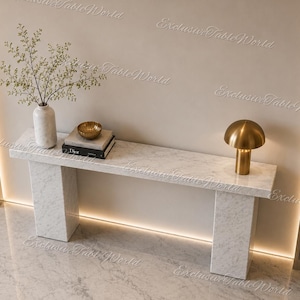 White Marble Console Table for Entryway, Luxury Minimalist Sofa Table, Modern Stone Hallway Table, Elegant Foyer Accent modern  Furniture