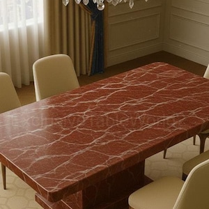 Rosso Levanto Marmor Esstisch Luxus Roter Marmor Rechteckiger Tisch Sockel Moderne Italienischer Stein Luxus Esstisch Aus Rotem Marmor