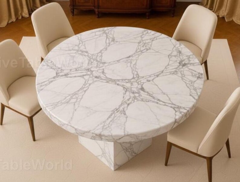 Luxury Round Marble Dining Table With Pedestal Base | Modern Italian ...