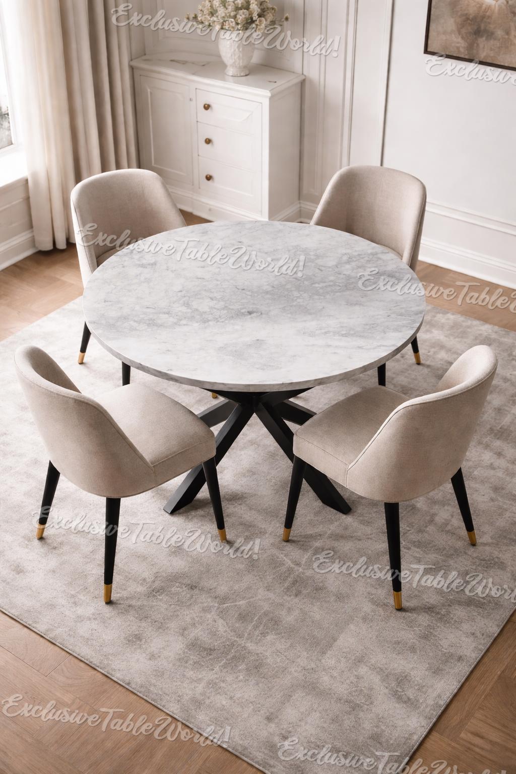 Luxury Round White Marble Dining Table Modern Stone Dining Table Round ...