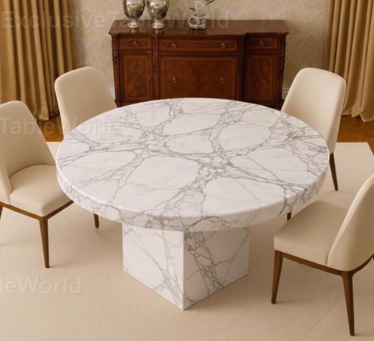 Luxury Round Marble Dining Table With Pedestal Base | Modern Italian ...