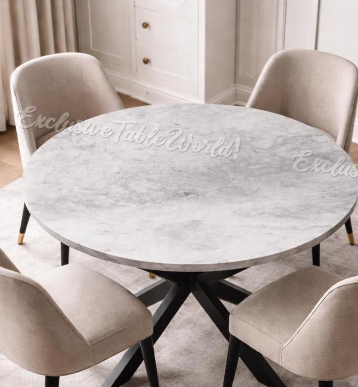Luxury Round White Marble Dining Table Modern Stone Dining Table Round ...