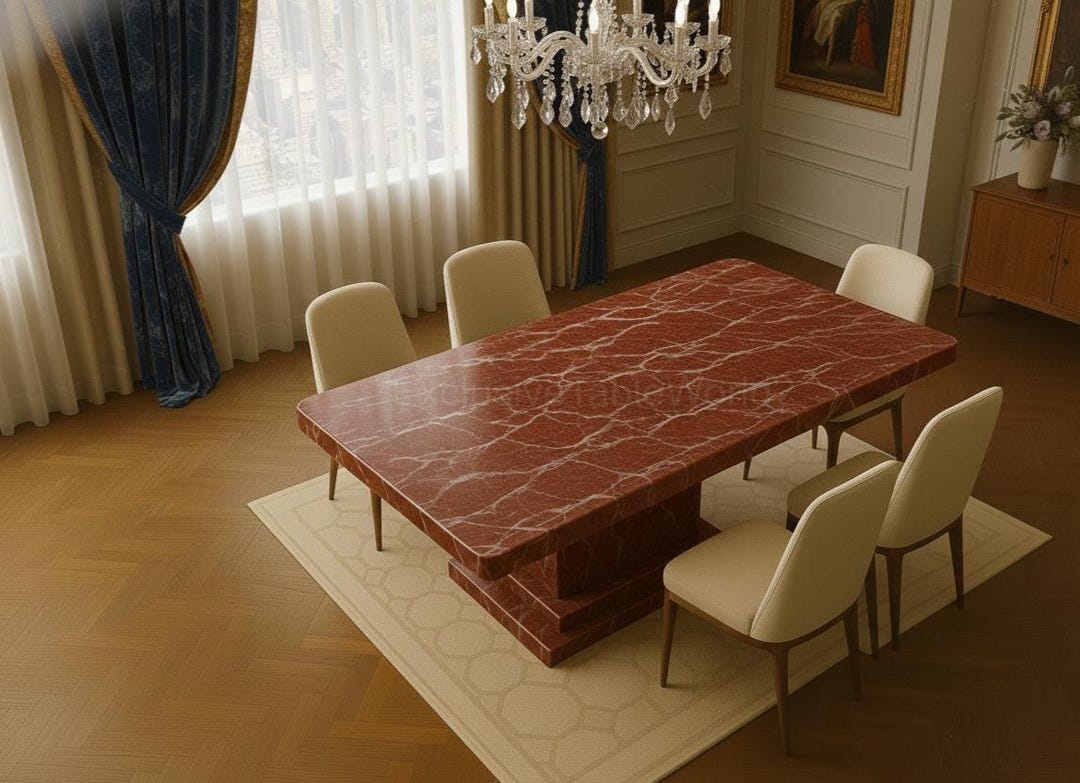 Rosso Levanto Marble Dining Table Luxury Red Marble Rectangular Table ...