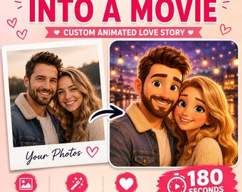 Vídeo animado personalizado da sua história de amor a partir das suas fotos — Presente de aniversário personalizado
