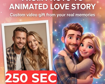 Custom Animated Love Story Video (250 Seconds) from Your Photos Personalized Couple Gift Anniversary Birthday Wedding Pixar Style Gift