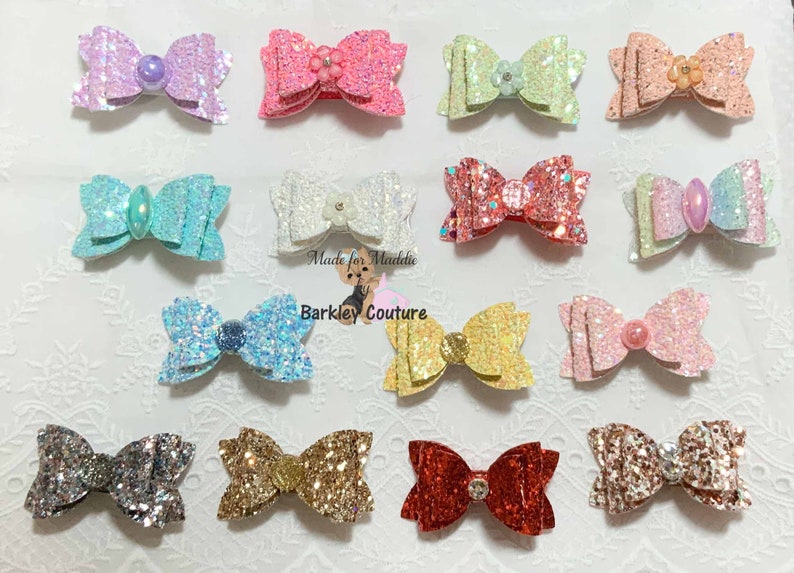 Rainbow Glitter Double Diva Bow 2 inch.
