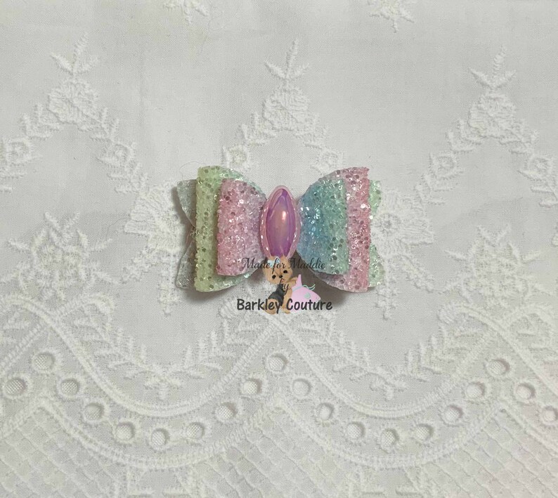 Rainbow Glitter Double Diva Bow 2 inch.