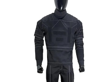 Mando-Inspired Bounty Hunter Cosplay Costume – Custom Dark Gray Flight Suit Set