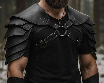 Medieval Leather Shoulder Armor – Viking & Renaissance LARP Knight Pauldron