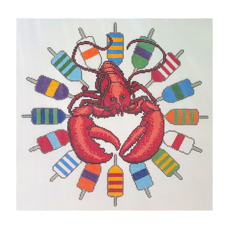 Lobster and Buoys Needlepoint Canvas 15 Round Etsy