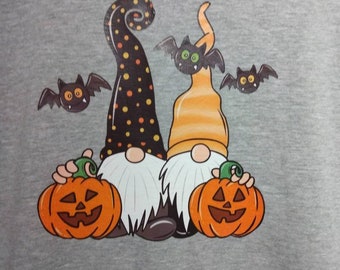New Women's Halloween Gnome Pumpkin T Shirt Medium October Cute Bats