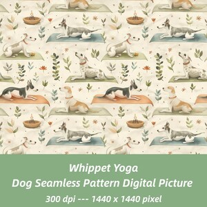 Italian Greyhound Yoga Seamless Pattern – Dog Zen Graphics (Digital Download, 1440x1440 px)