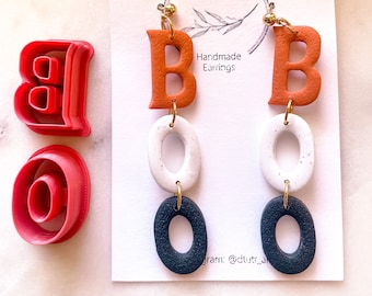 HALLOWEEN BOO Clay CUTTERS// Halloween Clay Cutters, pla Filament, Boo Phrase Letters, Clay Cutter, Clay Earring Tools, Fall Cutters