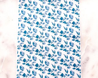 TR105 blauwe bloemen CLAY TRANSFER PAPIER, sieraden maken aanbod