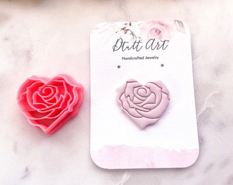 HEART ROSE Clay CUTTERS Valentines Set// Pla Filament, Heart Clay Cutters, Mini Small Stud Size, 0.3mm Cutting Edge