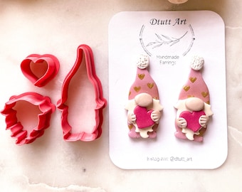 LOVE GNOME CUTTER // Pla Cutters, 3 Piece Set,  Pla Filament, Valentine’s Day Clay Cutters, 0.4mm Cutting Edge