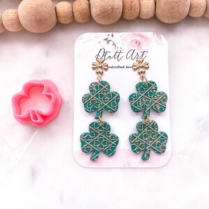SHAMROCK DANGLE CUTTER // Pla Filament, Spring Clay Cutters, 4 Leaf Lucky Clover, St Pattys Day Cutter