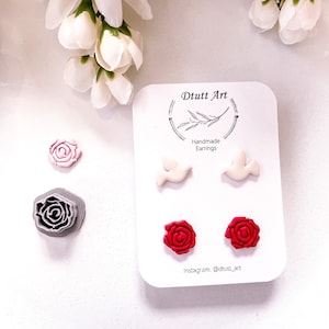 Rose Mini CLAY CUTTERS Valentines Set// Filamento PLA, Cortadores de arcilla de corazón, Mini tamaño de perno pequeño, Filo de corte de 0,4 mm