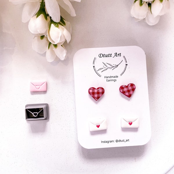 Love Letter Envelope Mini CLAY CUTTERS Valentines Set// PLA Filament, Heart Clay Cutters, Mini Small Stud Size, 0.4mm Cutting Edge
