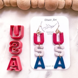 USA CLAY CUTTER// Polymer Clay Cutters, pla Filament, Sharp Clay Cutters, Fourth of July, Red White and Blue, Patriotic Holiday