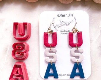 USA CLAY CUTTER// Polymer Clay Cutters, pla Filament, Sharp Clay Cutters, Fourth of July, Red White and Blue, Patriotic Holiday