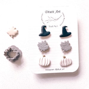 LERUTSTÄCKAR AV LÖV // Halloweenlerutstängare, plastfilament, Lerutstängare av lönnlöv, Lerutstängare av höst, Mini liten nit, 0,4 mm skärkant bild 1