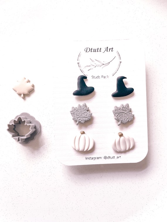 LEAF CLAY CUTTERS// Halloween Clay Cutters, pla Filament, Maple Leaf Clay Cutter, Fall Clay Cutters, Mini Small Stud, 0.4mm Cutting Edge