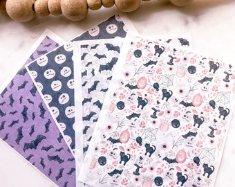 CUTE HALLOWEEN Bats Pumpkin Ghosts Clay Transfers paper, Jewelry Making Supply, Water Dissolving Paper, Image Transfer Paper